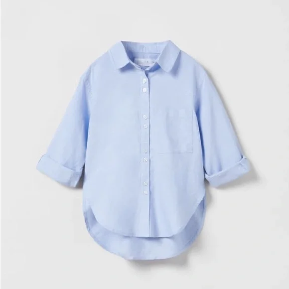 SALE ZARA ROUNDED HEM PLAIN OXFORD SHIRT SALE